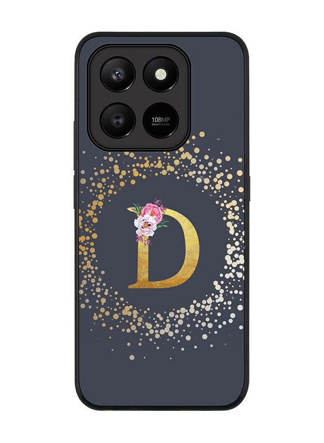 For Honor X7d 4G / X7d 5G / 400 Smart Case,Slim fit Camera Protection, Shockproof Thin Phone cover  - Custom Monogram Floral - D  (Grey )